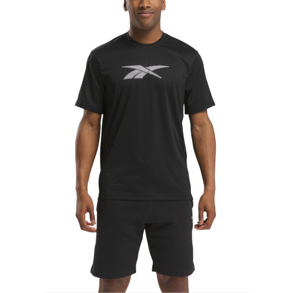 Reebok Men Vector Performance Short Sleeve Logo Graphic T-Shirt Black Size XL - Picture 1 of 3